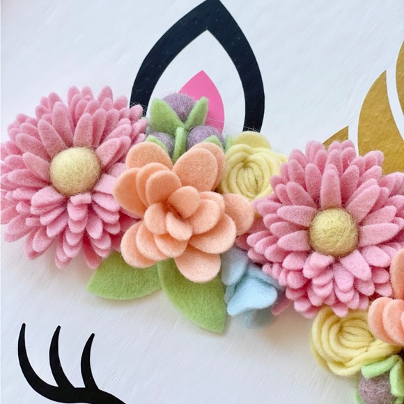 Pink Unicorn Decor/ Unicorn Art/Unicorn Flower Crown - Picture 4 of 5